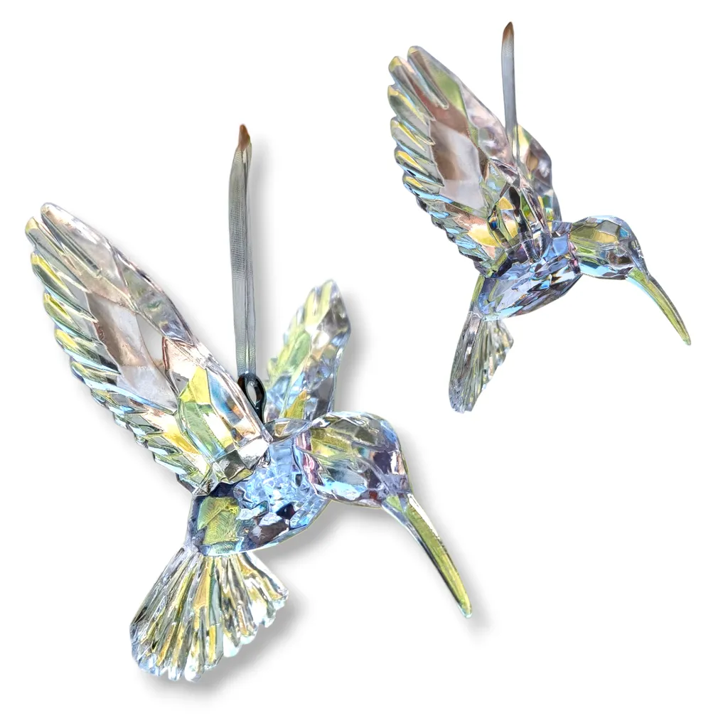 PROMO X12 - Colibrí Colgante Acrilíco TRANSPARENTE (10x10x7cm)