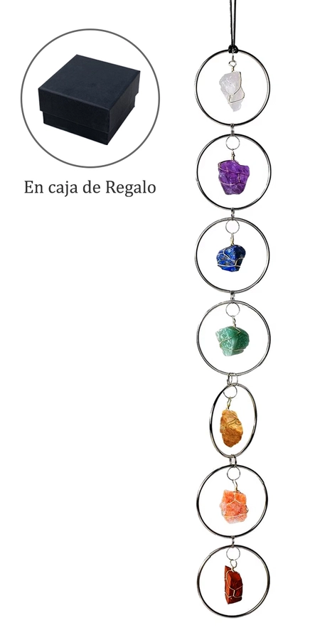 Colgante de Cristales - Los 7 Anillos de chakras (60x6cm)