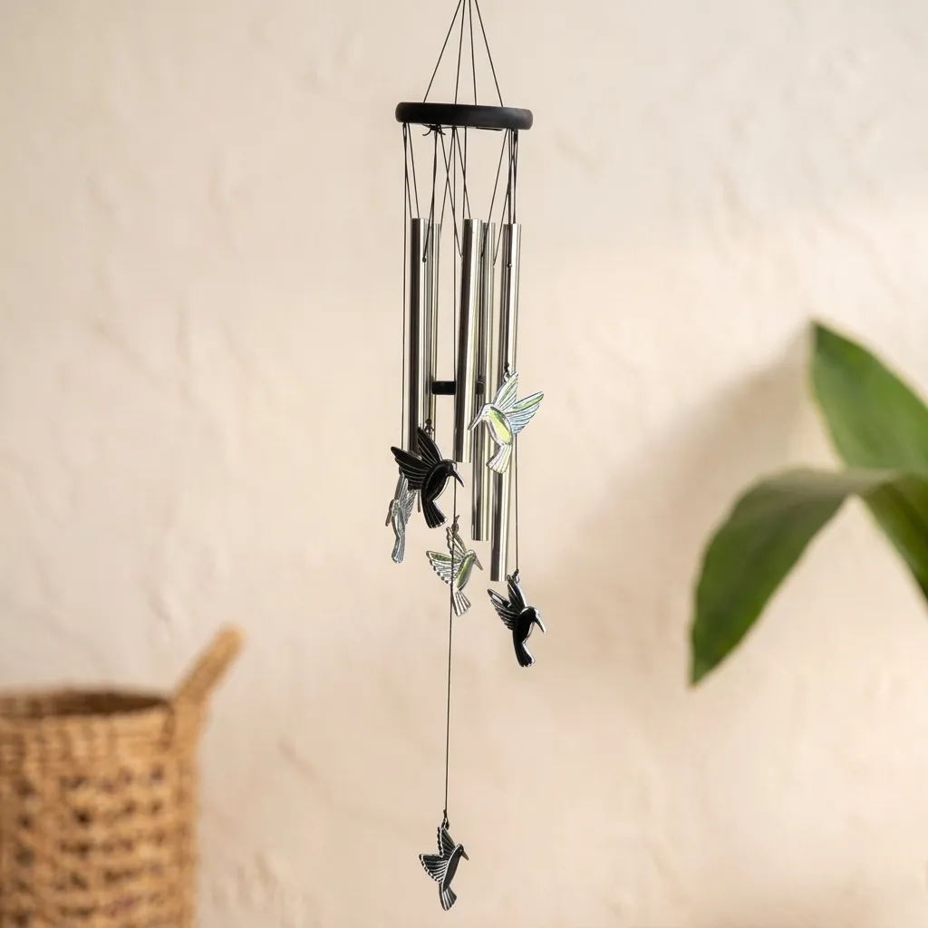Llamador de Angeles con Colibrí Plateado 