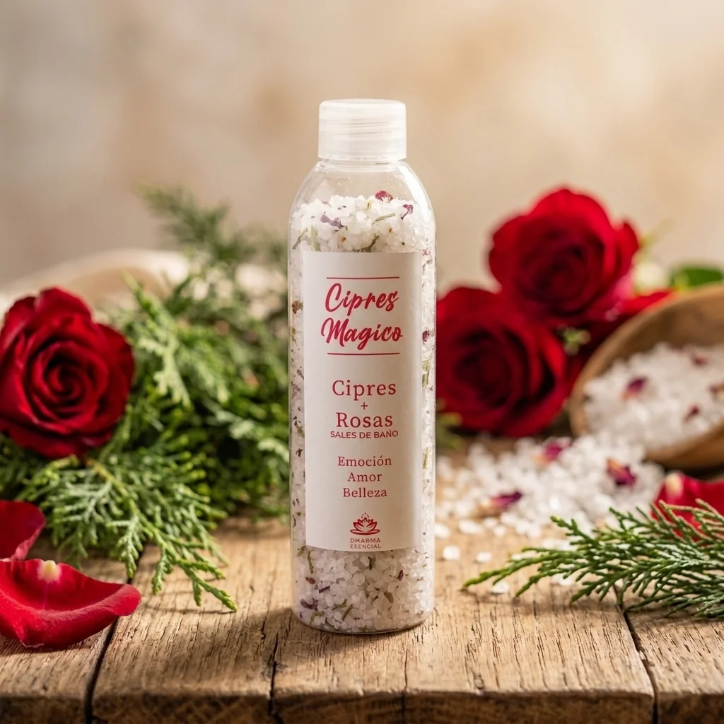 Envase 200ml - Sales de Baño Cipres & Rosas (250g)