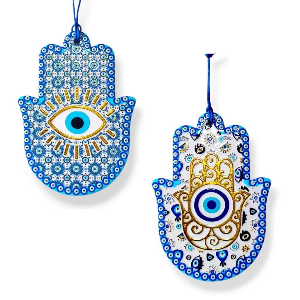 Colgante - Mano Fátima Cerámica con Relieve (18x13cm)