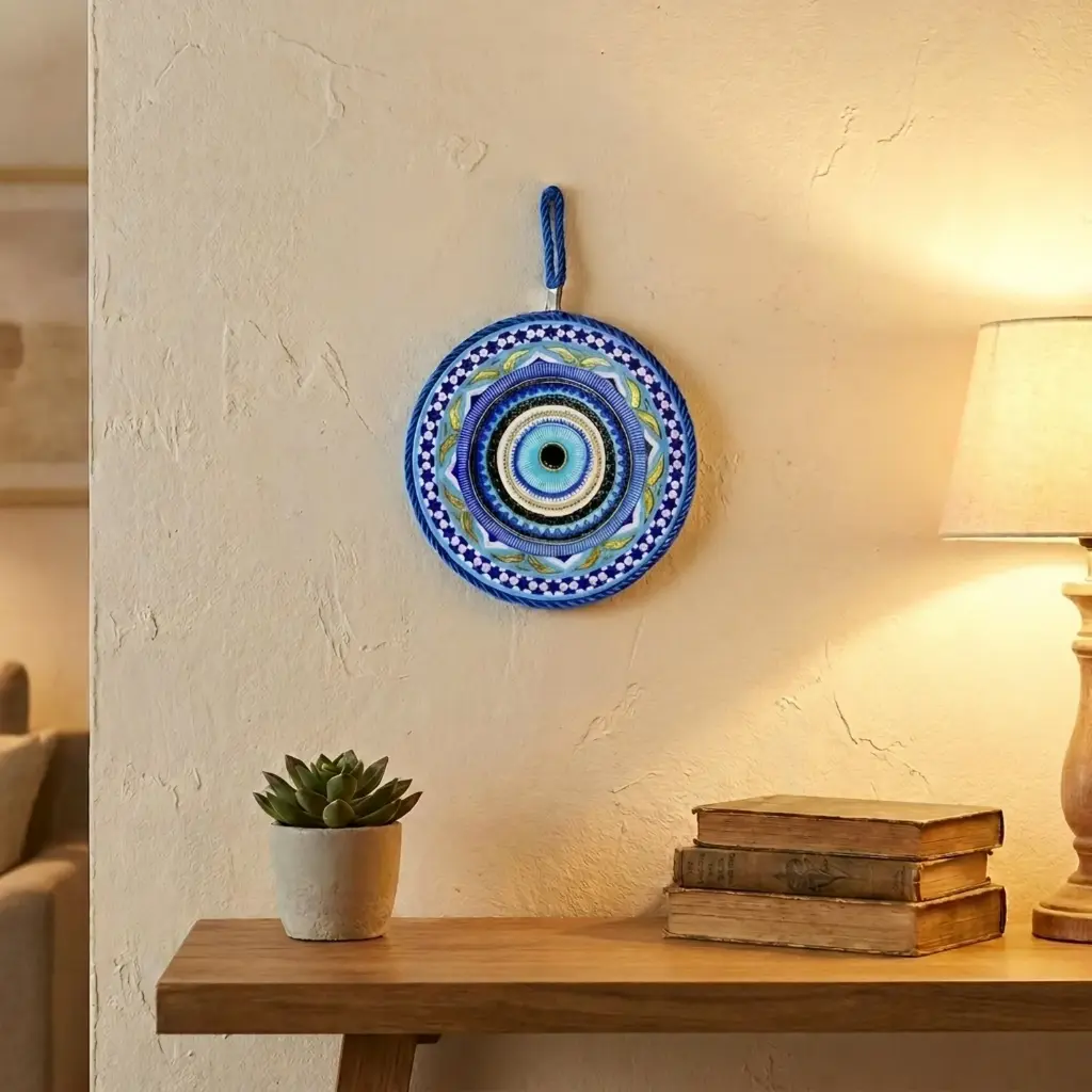 Colgante - Mandala Ojo Turco Cerámica con Relieve (17cm) 