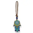 Colgante con soga - Mano fátima con mandala (26x7cm)