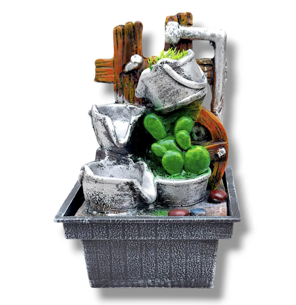 Fuente de Agua - Ollitas con Cactus (20x13cm)
