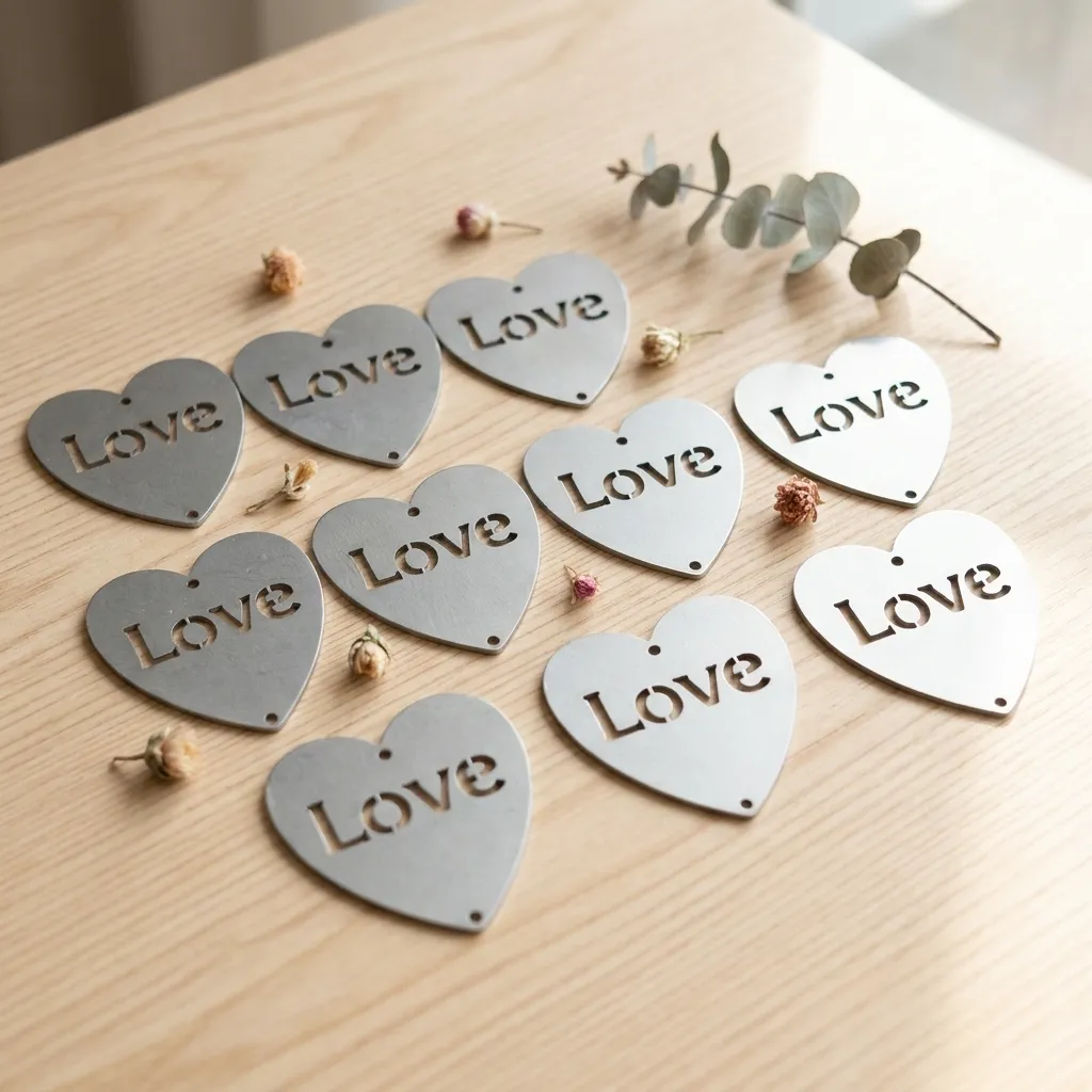 Pack x10 - Corazón Love Grande de Acero Inox (7,5cm)  