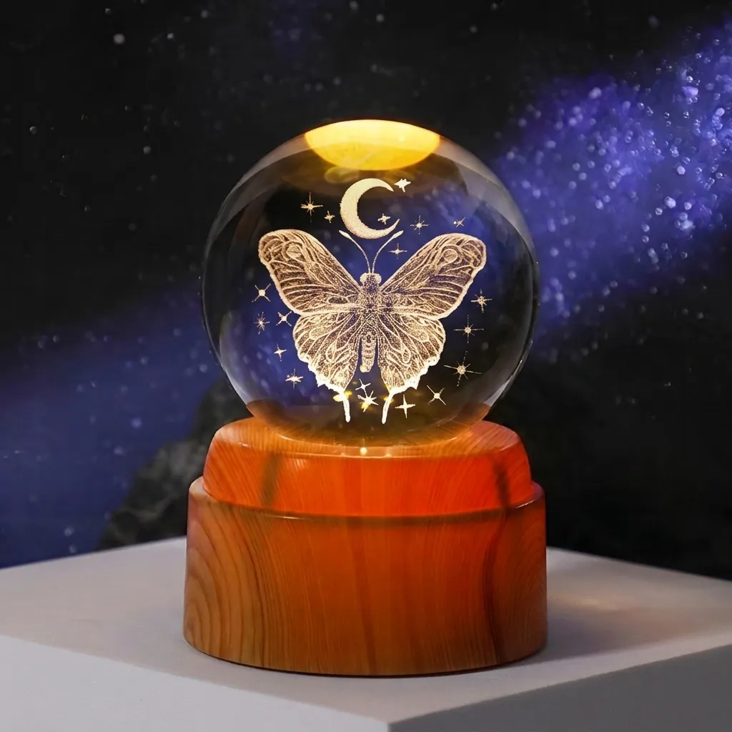 Lamp. Esfera de Vidrio GIRATORIA - Mariposa (6cm)