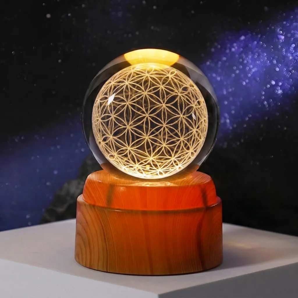 Lamp. Esfera de Vidrio GIRATORIA - Flor de la Vida (6cm)