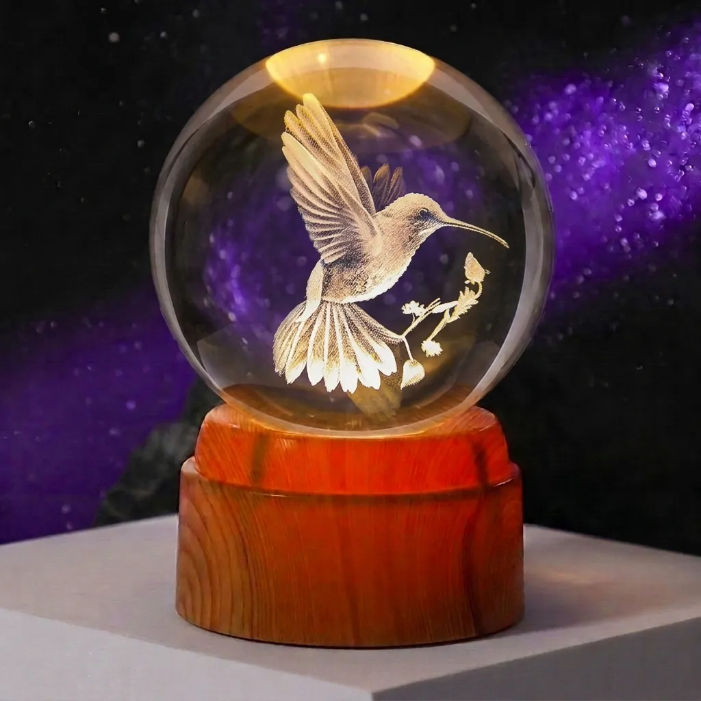 Lamp. Esfera de Vidrio GIRATORIA - Colibrí (8cm)