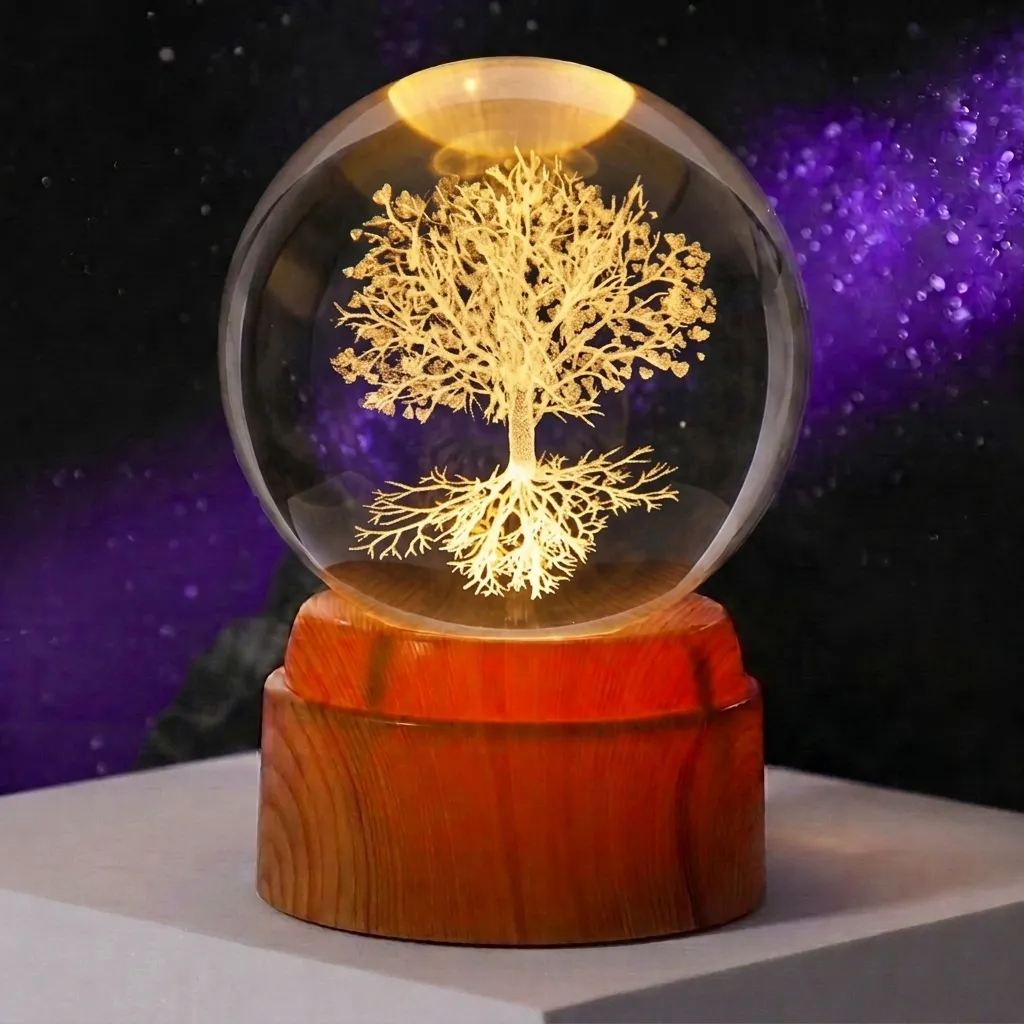 Lamp. Esfera de Vidrio GIRATORIA - Árbol de la Vida (8cm)
