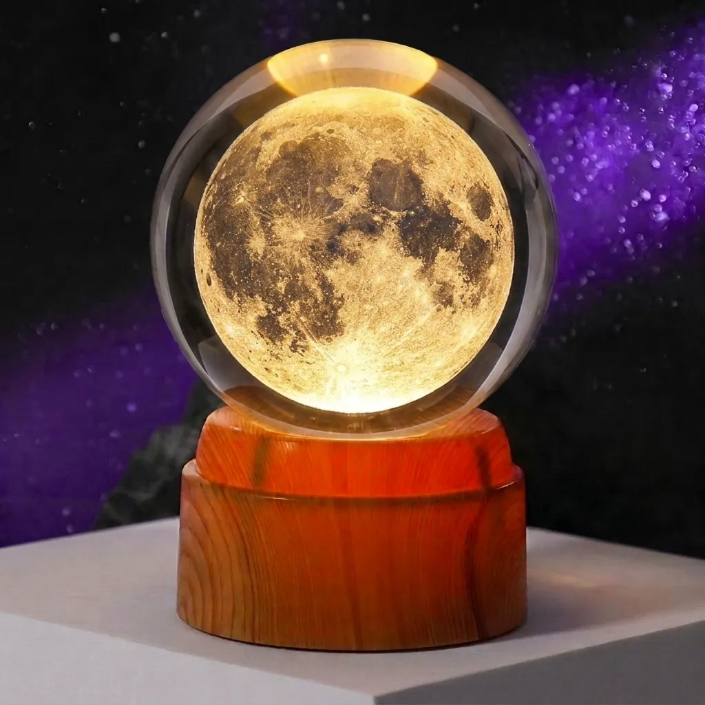 Lamp. Esfera de Vidrio GIRATORIA - Luna Llena (8cm)