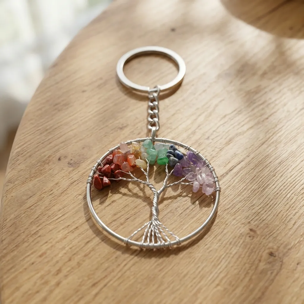Llavero de Cristales - Árbol 7 chakras (5cm)