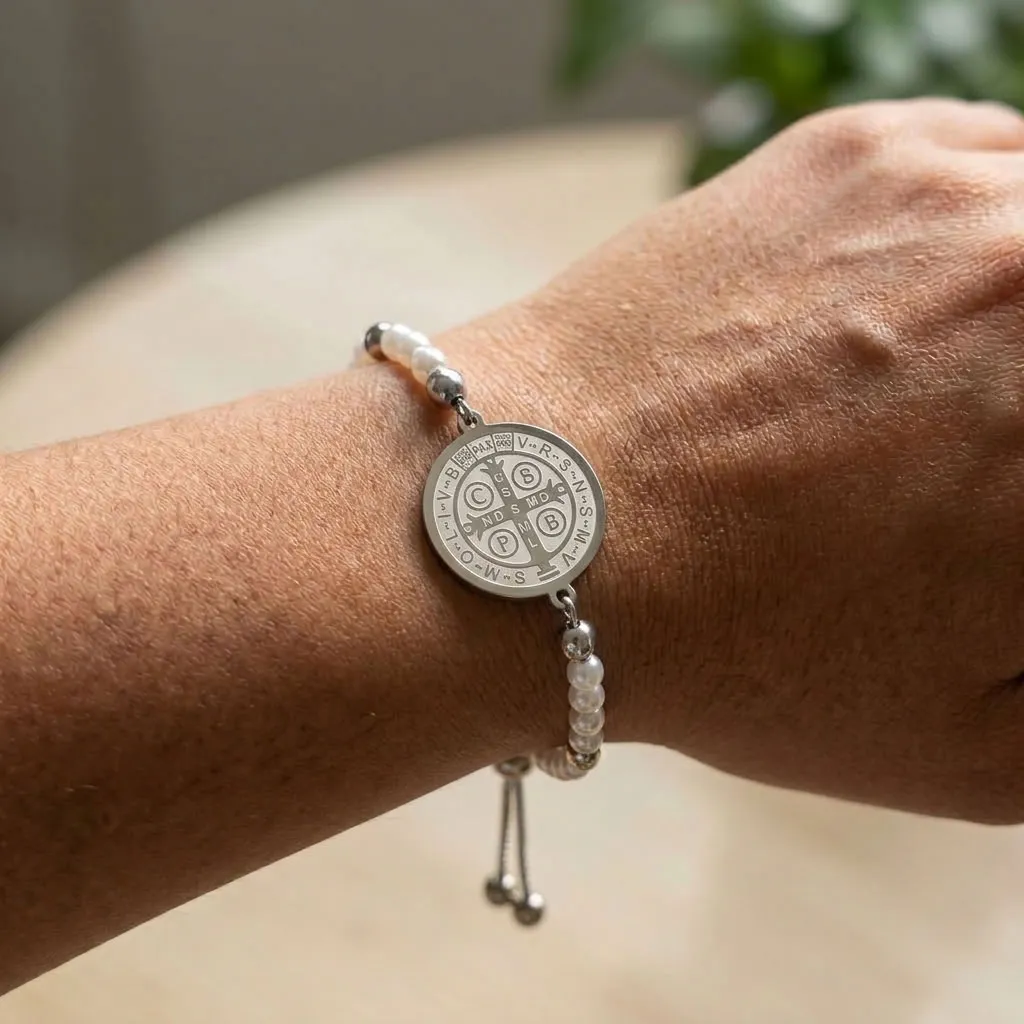 Pulsera de Acero Inox  San Benito Plateada 