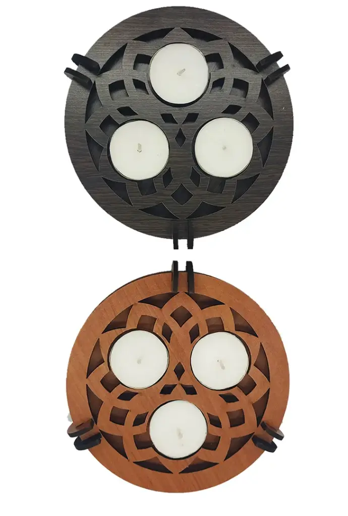 Portavela triple circular Wengue (sin velas)