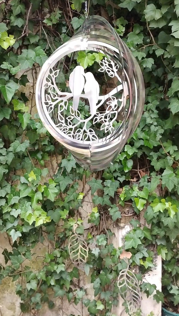[WINAP-105] WindSpinner Premium 33cm - Pajaritos enamorados (Acero Inox.)