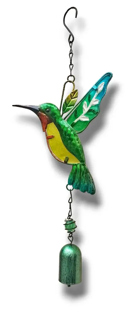 Colgante Metal Colibri con Campanita - 38cm Alto