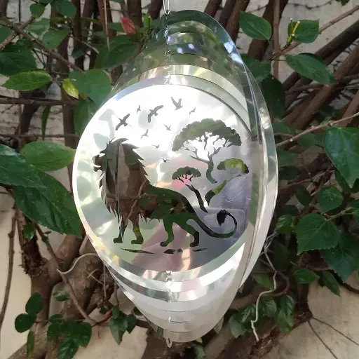 [WINA20-020] WindSpinner 20cm - León en la sabana (Acero Inox.)