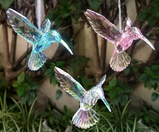 PROMO X12 - Colibrí Colgante Acrilíco Tornasolado (10x10x7cm)