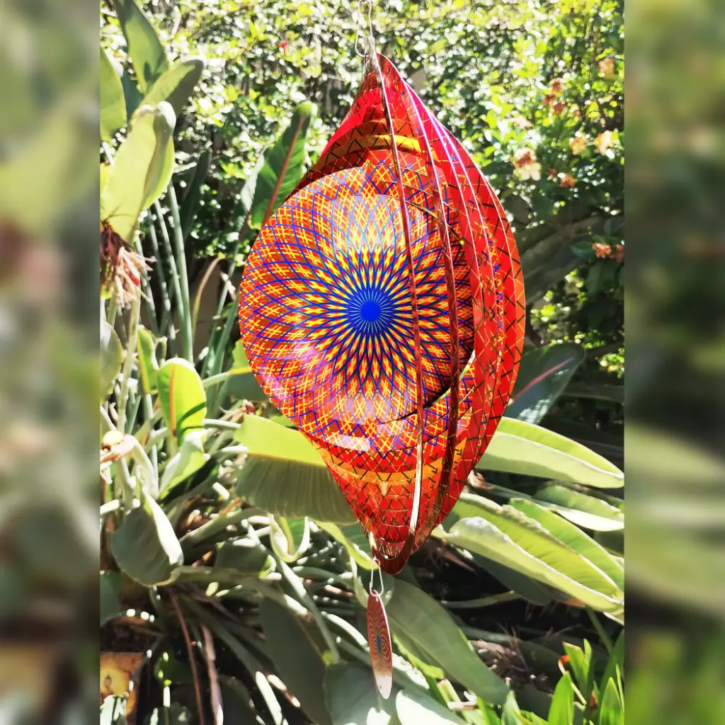[WINUV30-019] Windspinner Pintado 30cm - Mandala Sagrado Naranja (Brillante)