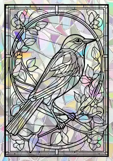 Sticker Suncatcher (Atrapasol) - 018. Vitraux Pájaro