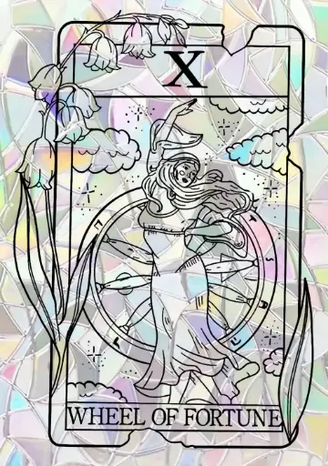 Sticker Suncatcher (Atrapasol) - 030. Carta Tarot "Rueda de la Fortuna"