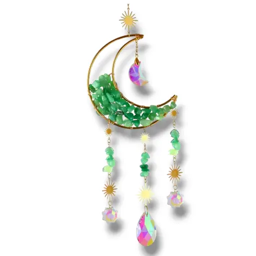 [IMP-083] Colgante de Cristales - Luna Semillena Cuarzo verde