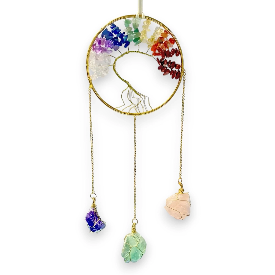 [IMP-061] Colgante de Cristales - Arbol de la vida 7 chakras. Grande (40x10cm)