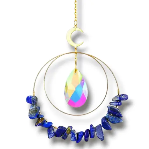 [IMP-053] Colgante de Cristales - 2 Circulos con Cristales Lapizlazuli