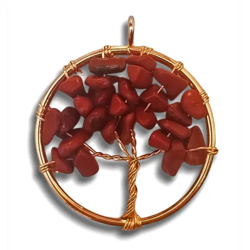 Dije 3cm - Arbol de la vida de Jaspe Rojo