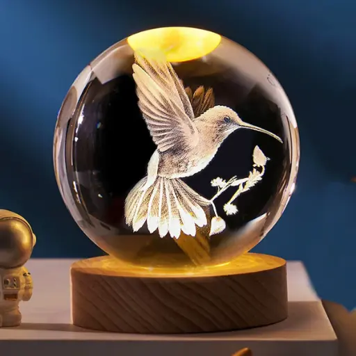Lampara Esfera de Vidrio - Colibrí (8cm) 