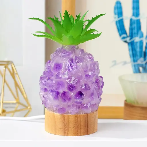[IMP-124] LIQUIDACIÓN - Lampara de Piña - Amatista (12x5cm)