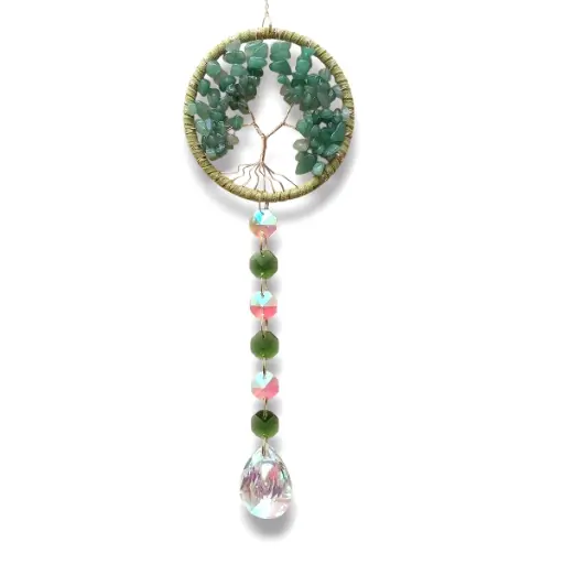 [IMP-060] Colgante de Cristales - Arbol de Cuarzo Verde (45x8cm)