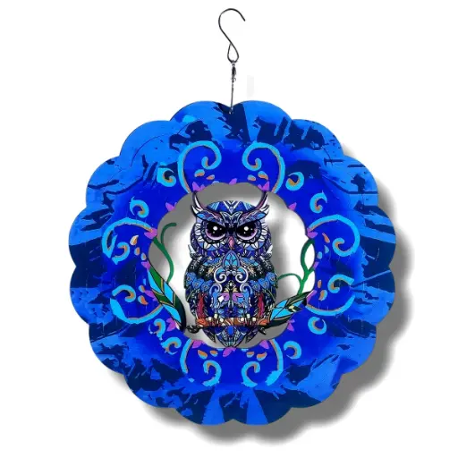 Windspinner Pintado 30cm - Buho Azul Profundo (Nuevo)