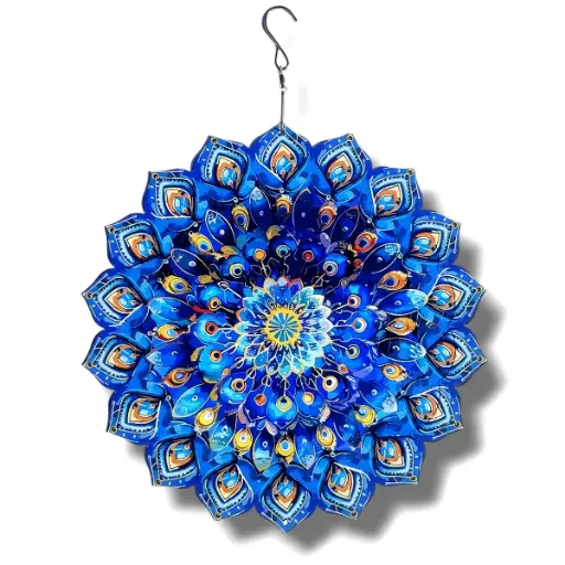 Windspinner Pintado 30cm - Mandala plumas pavo real (Nuevo)