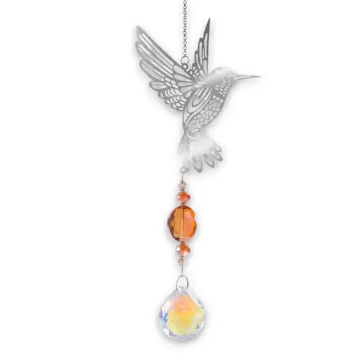 [IMP-216] Colgante Atrapasol de Acero Inox. - Colibri (30x9cm)