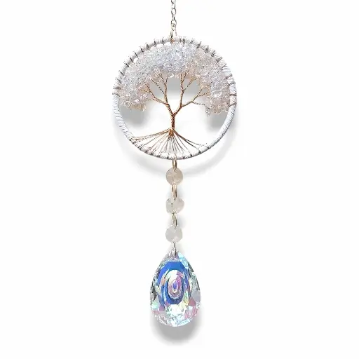 Colgante de Cristales - Arbol de Cuarzo blanco 10cm