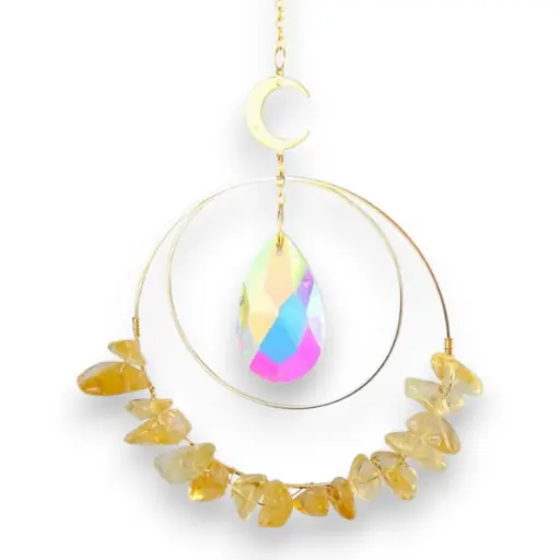 [IMP-049] Colgante de Cristales - 2 Circulos con Cristales Citrino