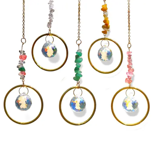 [IMP-198] Colgante de Cristales - Aro con Piedritas Surtido (32x5cm)