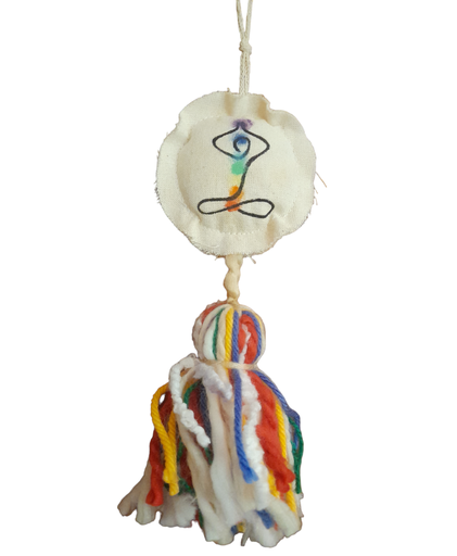 LiQUIDACIÓN - Círculo con borla "Chakras Meditación" - 8 cm diámetro