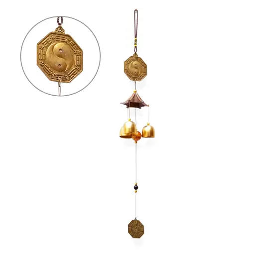 [ONC-032] Colgante - Ying Yang con campanitas (48x6cm) 
