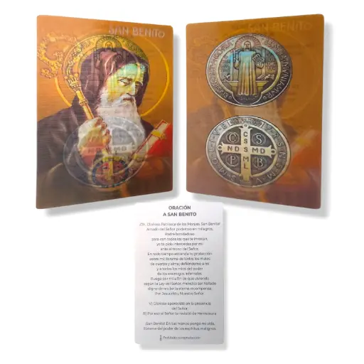 [ONC-056] Promo x10 - Estampita Holográfica - San Benito (8cm)