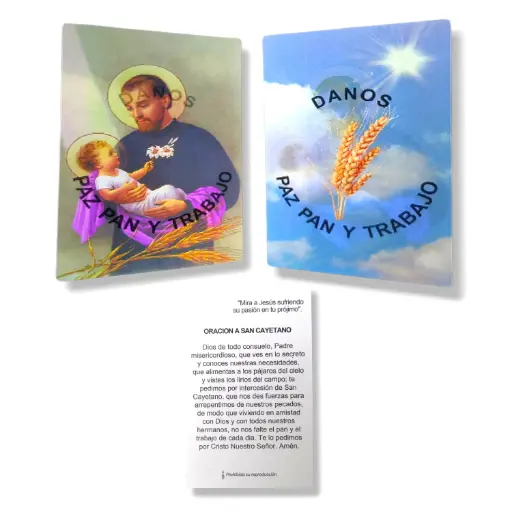 [ONC-057] Promo x10 - Estampita Holográfica - San Cayetano (8cm)