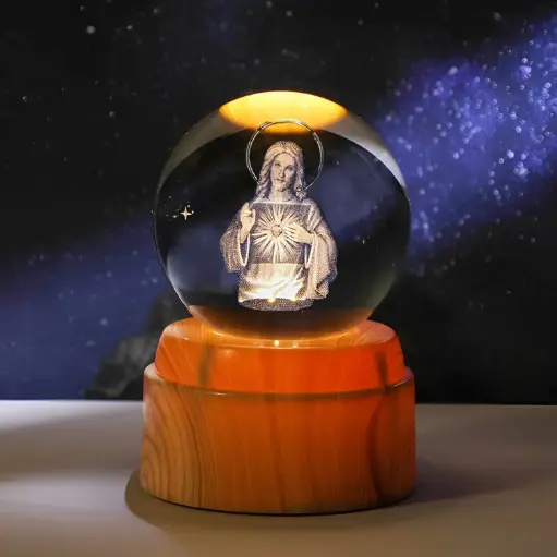 Lampara Esfera de Vidrio GIRATORIA - Virgen Misericordiosa (6cm)