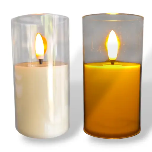 Vela Decorativa - Cilindro con Llama tiritante 10cm (Pilas incluídas)