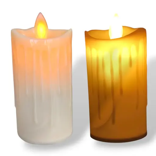 [MOD-12] Vela Decorativa - Derretida con Llama en movimiento 9cm (Pilas incluídas)