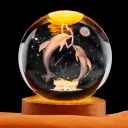 Lampara Esfera de Vidrio - Pareja Delfines (6cm)
