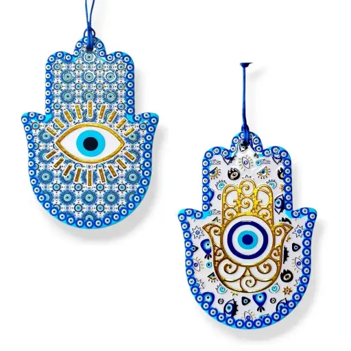 [ONC-105] Colgante - Mano Fátima Cerámica con Relieve (18x13cm)