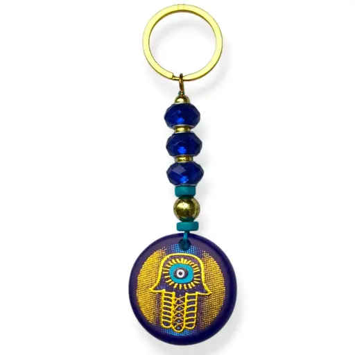 Llavero Circulo mano de Fatima dorada (12x4cm)