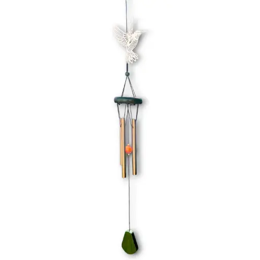 Llamador de Angeles con Colibrí de Acero Inox
